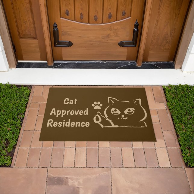 Cat Approved Residence Brown Door Mat (Outdoor)