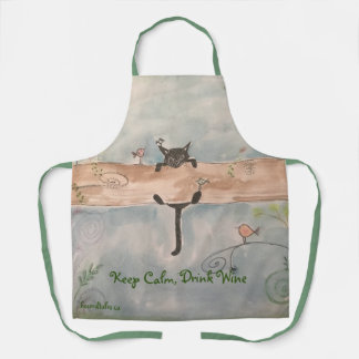 Cat Apron, Keep Calm Drink Wine Apron