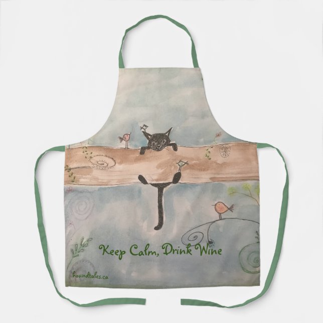 Cat Apron, Keep Calm Drink Wine Apron (Front)