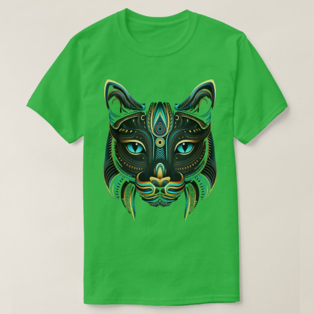 Cat Art Azteca Kitten Ancient Aztec Indigenous Des T-Shirt (Design Front)