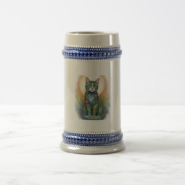 cat art beer stein (Center)