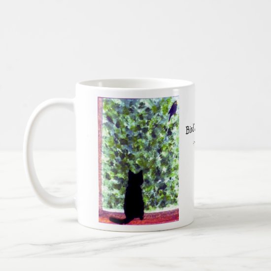Cat Art Black Cat Bird Watching! Coffee Mug