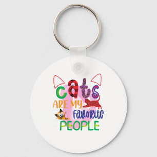 Cat Art Cats Are My Favorite People_2 Keychain