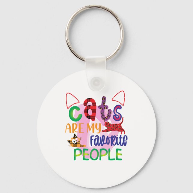 Cat Art Cats Are My Favorite People_2 Keychain (Front)