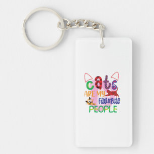 Cat Art Cats Are My Favorite People_2 Keychain