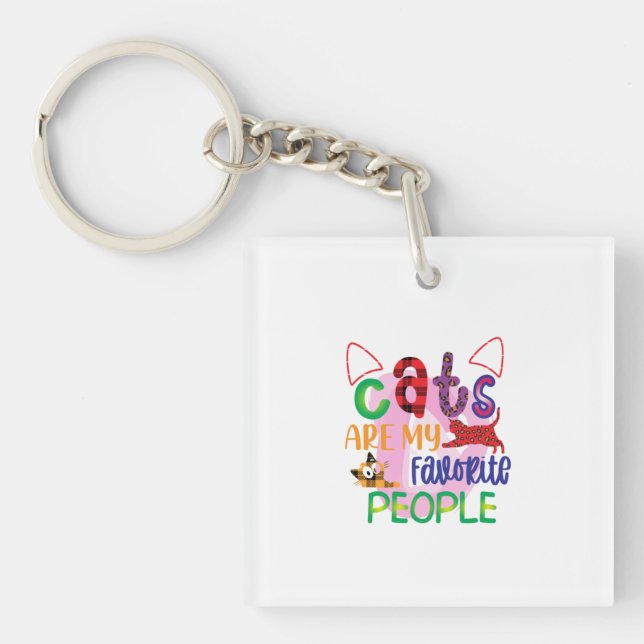 Cat Art Cats Are My Favorite People_2 Keychain (Front)