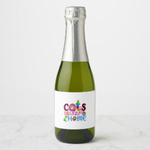 Cat Art Cats Bless Home_2 Sparkling Wine Label