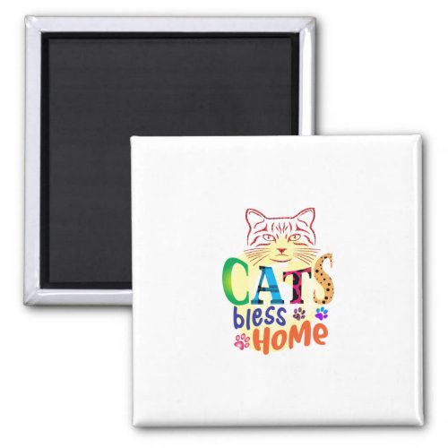 Cat Art Cats Bless Home Magnet