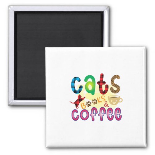 Cat Art Cats Books Coffee Magnet