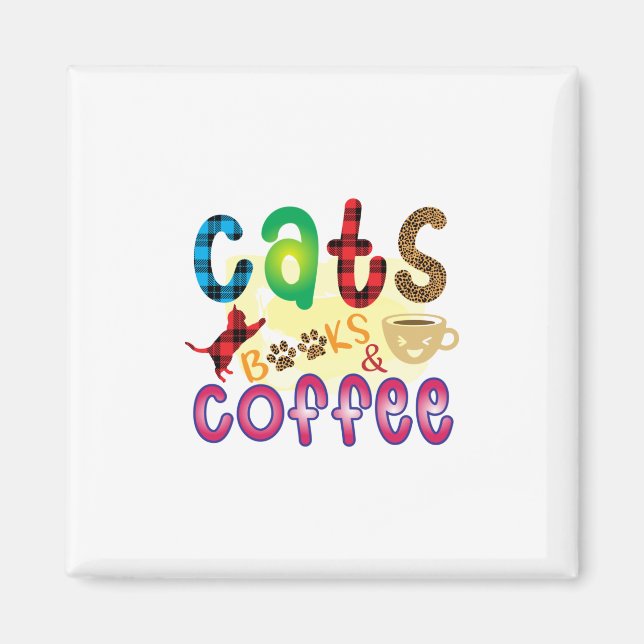 Cat Art Cats Books Coffee Magnet (Front)