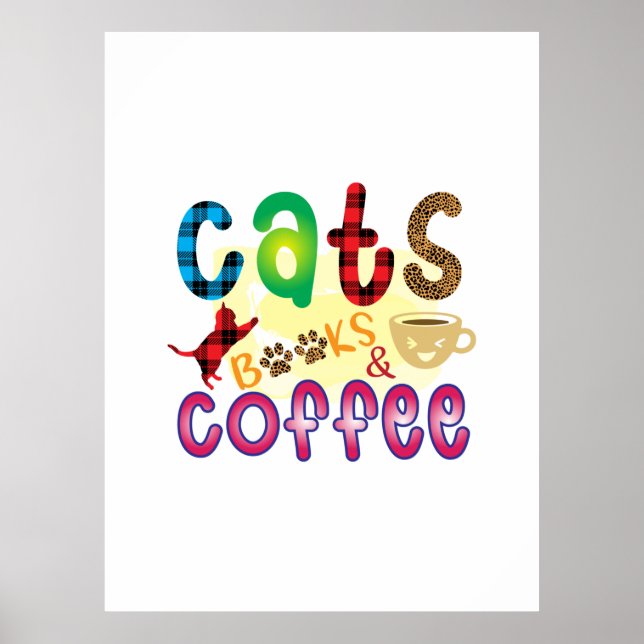 Cat Art Cats Books Coffee Poster (Front)