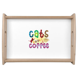Cat Art Cats Books Coffee Serving Tray