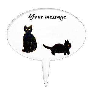 Cat Art Cute Black Cats Cake Topper