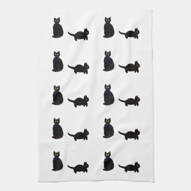 Cat Art Cute Black Cats Towel (Vertical)
