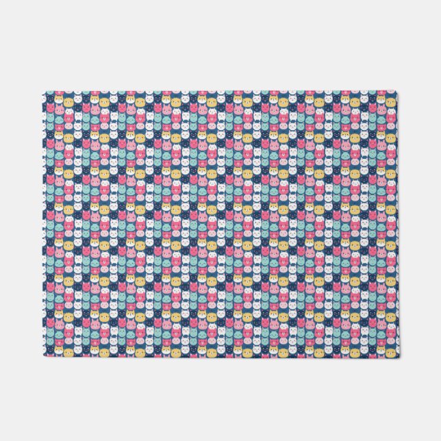 Cat Art | Cute Cat Faces Doormat (Front)
