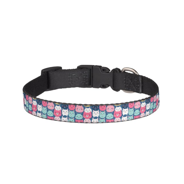 Cat Art | Cute Cat Faces Pet Collar (Front)