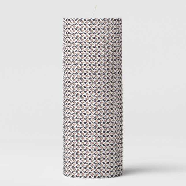 Cat Art | Cute Cat Pattern Seamless Background Pillar Candle (Front)