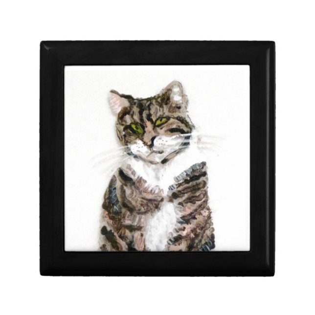 Cat Art Cute Tabby Cat Keepsake Box (Front)