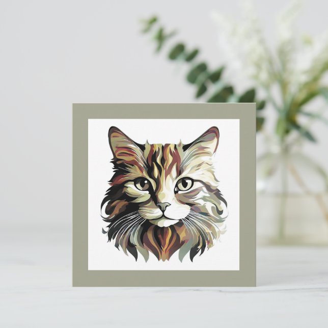 Cat Art Design Flat Greeting Card (Standing Front)