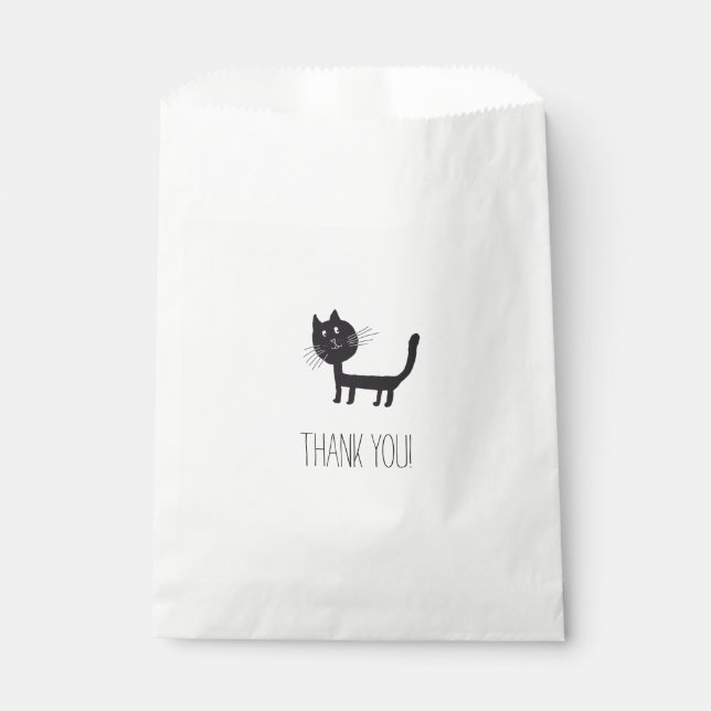 Cat Art Drawing Thank you Favor Bag (Front)