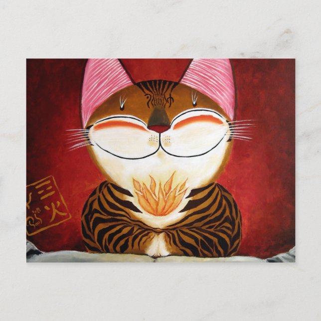 cat art - fire (5 elements) postcard (Front)