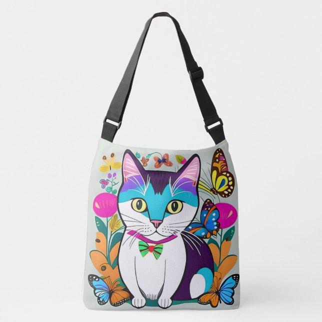 Cat Art Illustration, Digital Cat Design bag (Front)