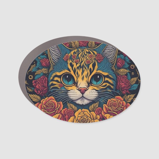 CAT ART, KITTEN ART CAR MAGNET (Front)