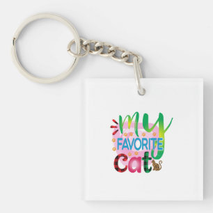 Cat Art My Favorite Cat Keychain