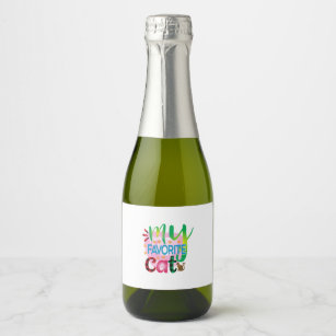 Cat Art My Favorite Cat Sparkling Wine Label