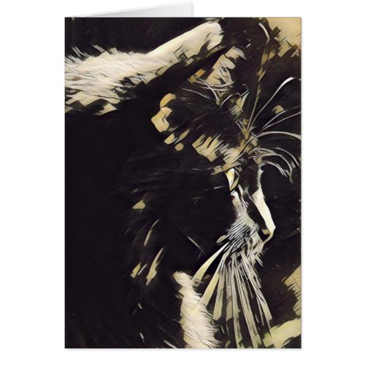 Cat Art notes, black cat profile (blank inside) (Front)