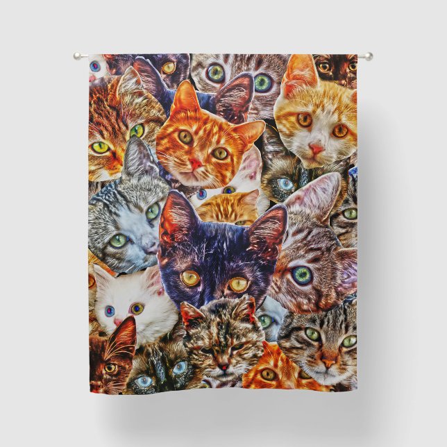 Cat Art Pattern Blackout Curtains (Front)