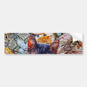 Cat Art Pattern Bumper Sticker
