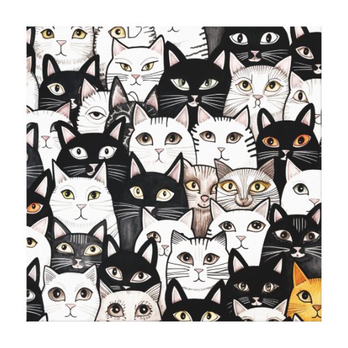 Cat Art Pattern Canvas Print