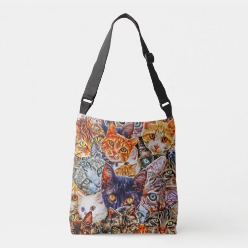 Cat Art Pattern Crossbody Bag