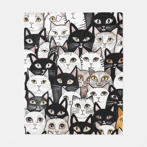 Cat Art Pattern Fleece Blanket