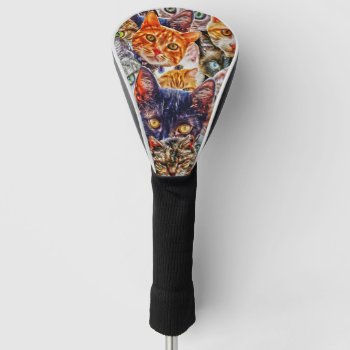 Cat Art Pattern Golf Head Cover by CustomizeYourWorld at Zazzle