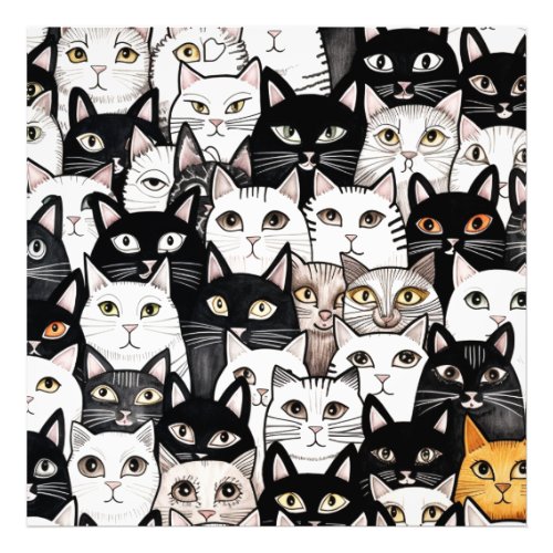 Cat Art Pattern Photo Print