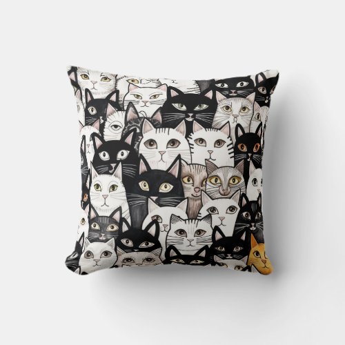 Cat Art Pattern Throw Pillow