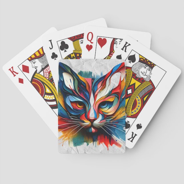 Cat Art Playing Cards – Bold & Colorful Feline (Back)