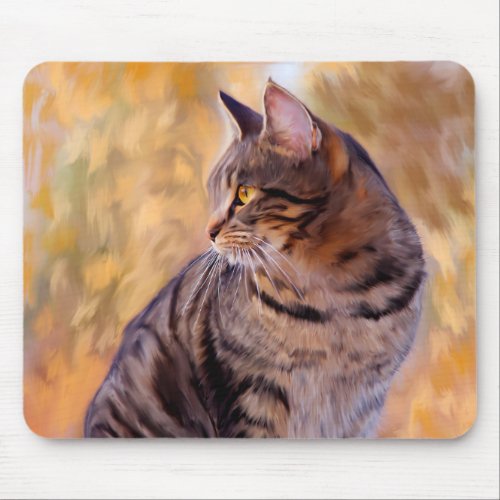 Cat Art Portrait Mouse Pad