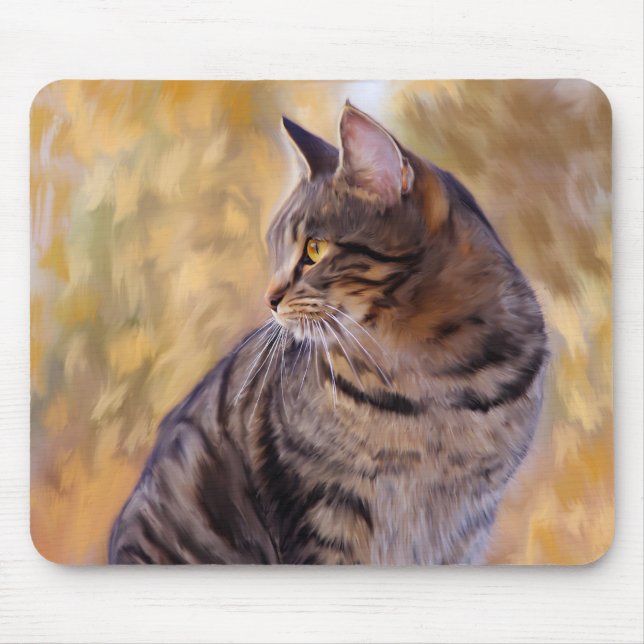 Cat Art Portrait Mouse Pad (Front)
