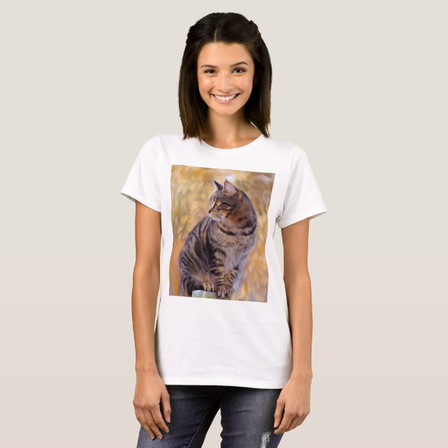 Cat Art Portrait T-Shirt (Front Full)