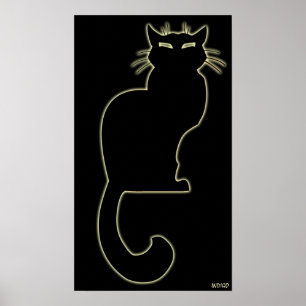 Cat Art Poster Black Cat Lover Prints Posters