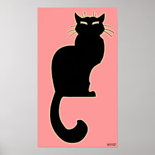 Cat Art Poster Pink Cat Lover Prints Posters