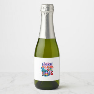 Cat Art Real Men Love Cats Sparkling Wine Label
