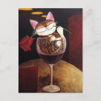 cat-art-Red Red Wine Postcard