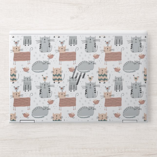 Cat Art Seamless Design Pattern HP Laptop Skin (Front)