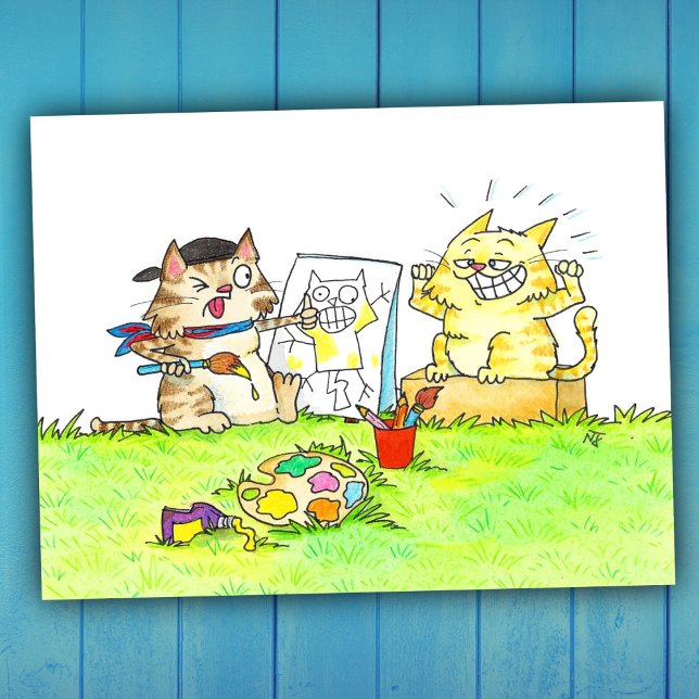 Cat Art Student Postcard (Creator Uploaded)