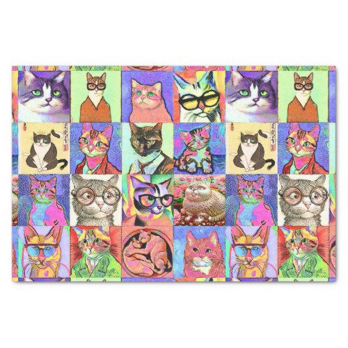 Cat Art Tissue Paper for Collage or Decoupage