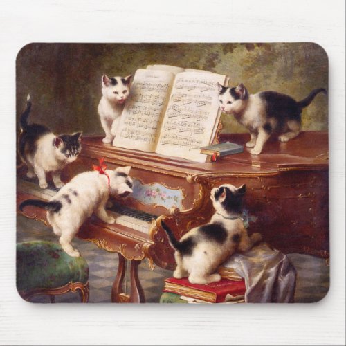 Cat Art Vintage Art Print The Kittens Recital Mouse Pad